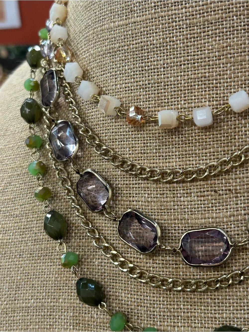 Beautiful multi strand glass and beaded necklace